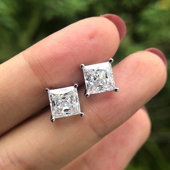 NEW 2.5 CT 925 STERLING DIAMOND SILVER EARRINGS, NICE EARRINGS, CUTE EARRINGS - Picture 2 of 6